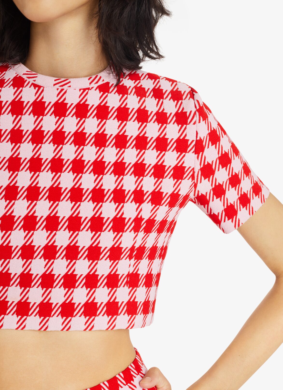 Check crop-Top ALAÏA RED/PINK CHECK CROP-TOP